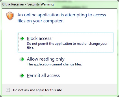 Receiver warning on Windows